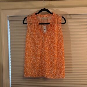 LOFT Orange and White Floral Blouse
